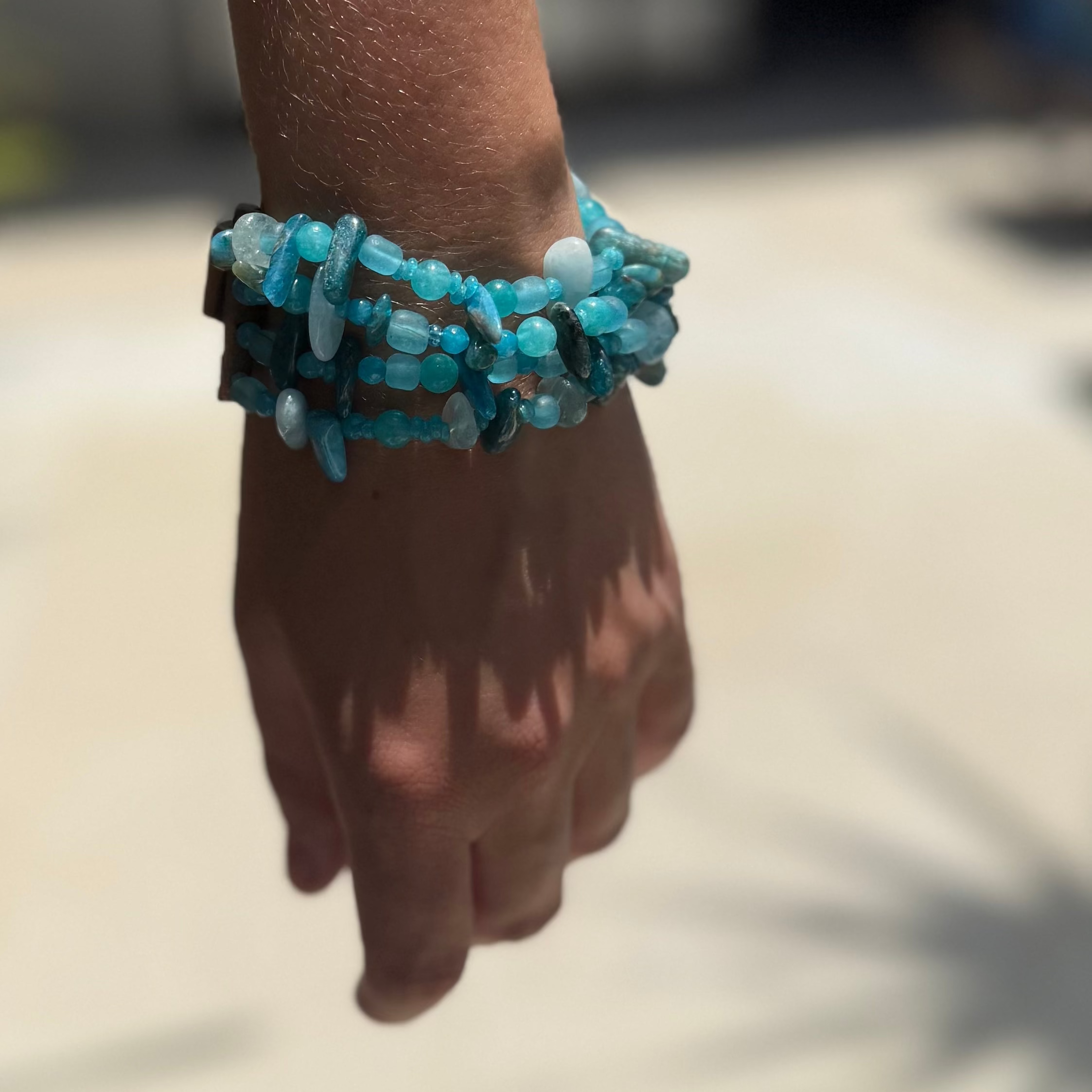 4 strand beaded bracelet - apatite