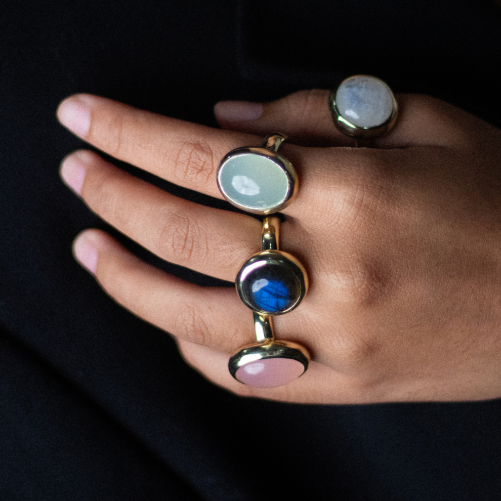 Charlie ring chunky - With Rainbow Moonstone
