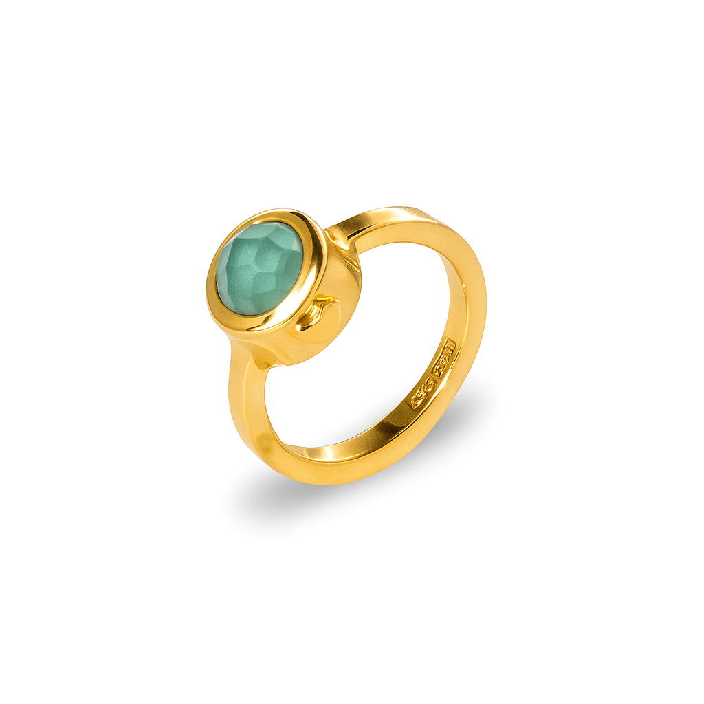 Heart ring - With Aqua Chalcedony rose cut
