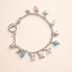 Rolo chain bracelet w. pastel agats