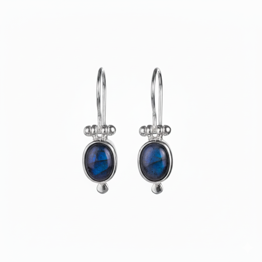 Earrings - With oval Labradorite