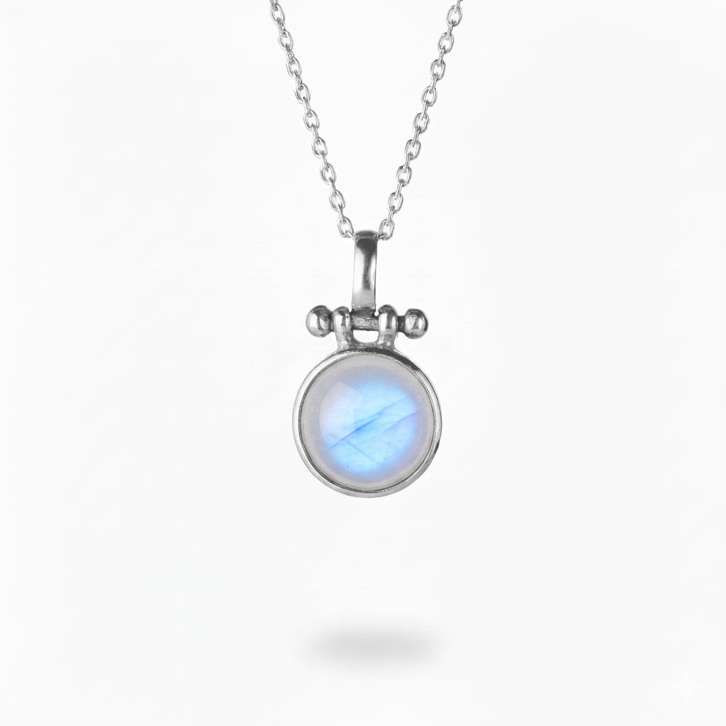 Pendant - With 12 mm Rainbow Moonstone