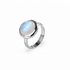 Charlie ring slim - With round Rainbow Moonstone