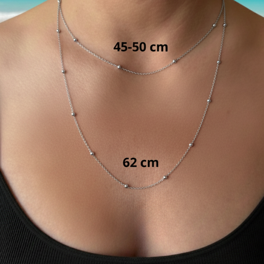 Chain - 45-50 cm chain with silver/gold beads