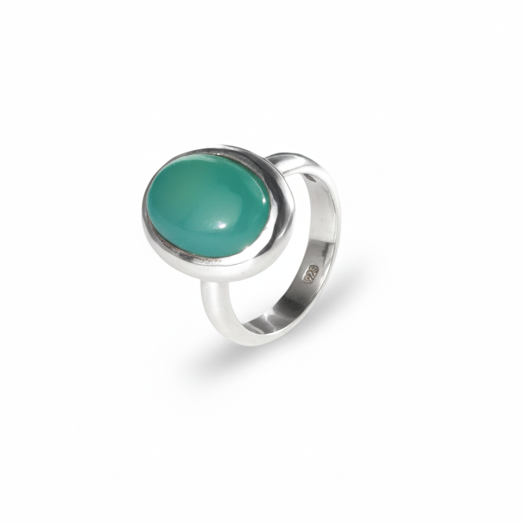Charlie ring slim - With Aqua Chalcedony cabochon cut