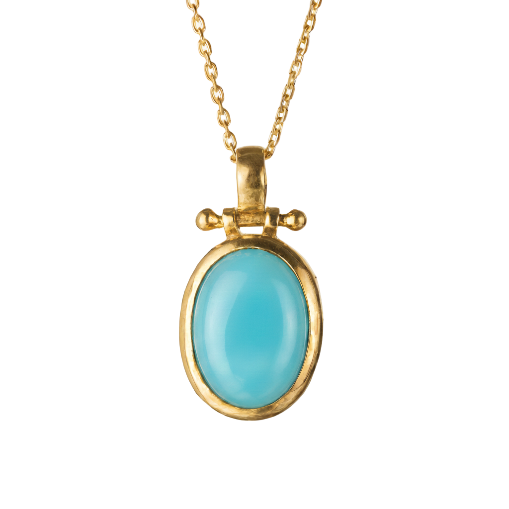 Pendant - With Large Aqua blue Chalcedony