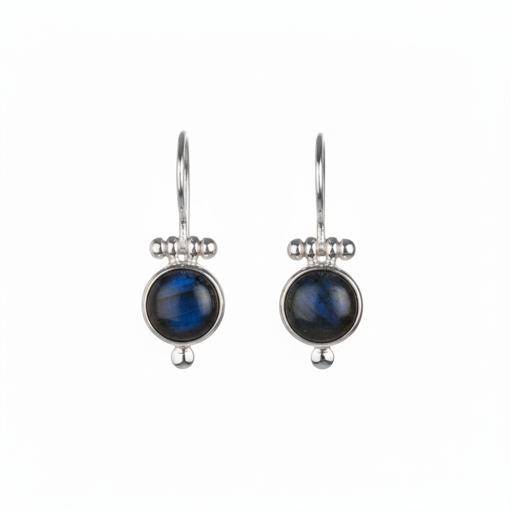 Earrings - With round Labradorite