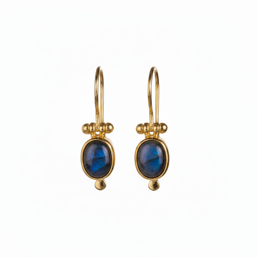 Earrings - With oval Labradorite