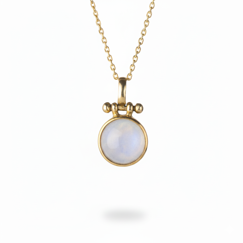 Pendant - With 12 mm Rainbow Moonstone