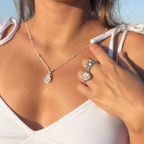 Charlie ring slim - With oval Rainbow Moonstone