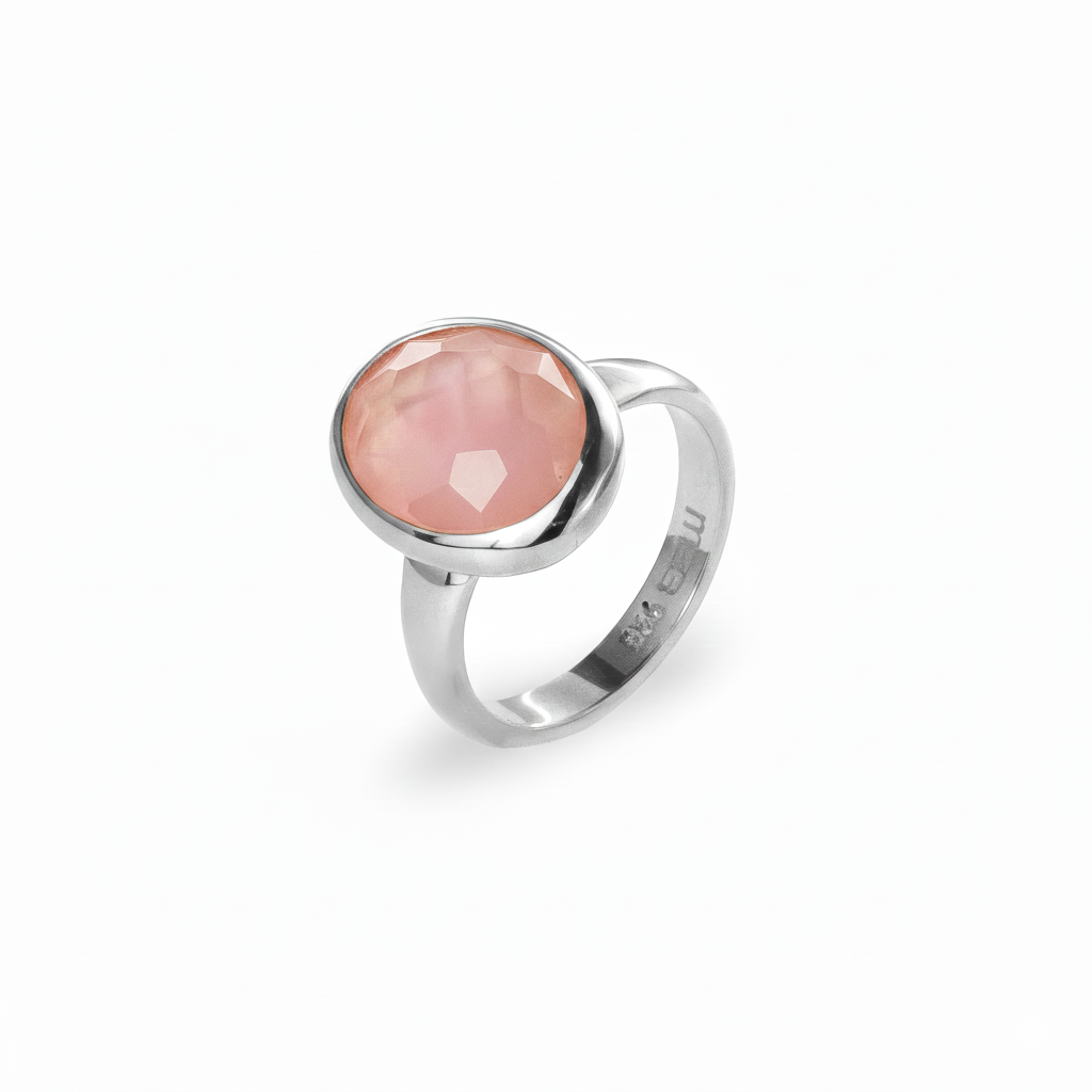 Charlie ring slim - With Pink Chalcedony rose cut