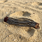 8 strand beaded bracelet - silver metal glass