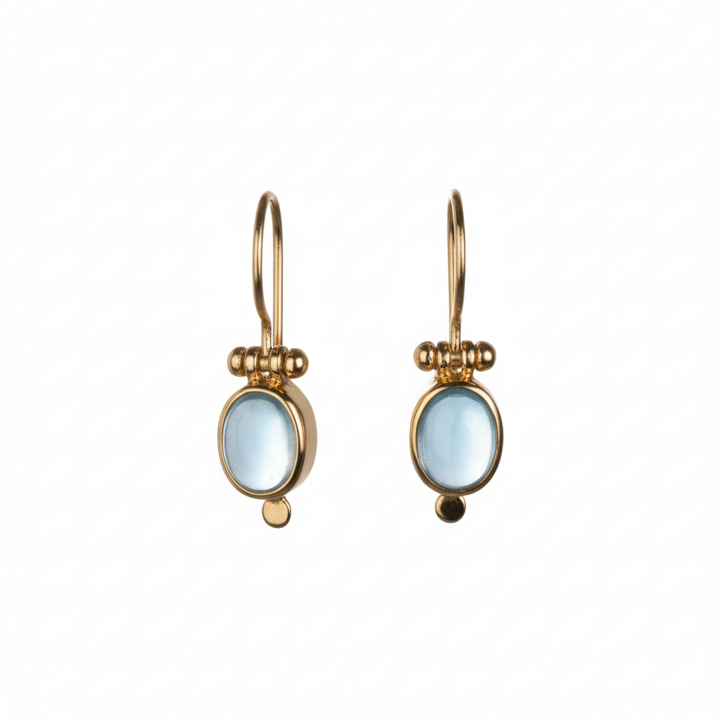 Earrings - With oval light blue Chalcedony
