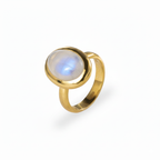 Charlie ring slim - With oval Rainbow Moonstone