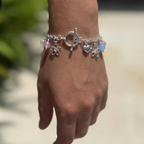 Rolo chain bracelet w. pastel agats