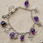 Rolo chain bracelet w. amethyst