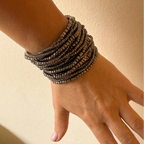 21 strand beaded bracelet - silver metal glass