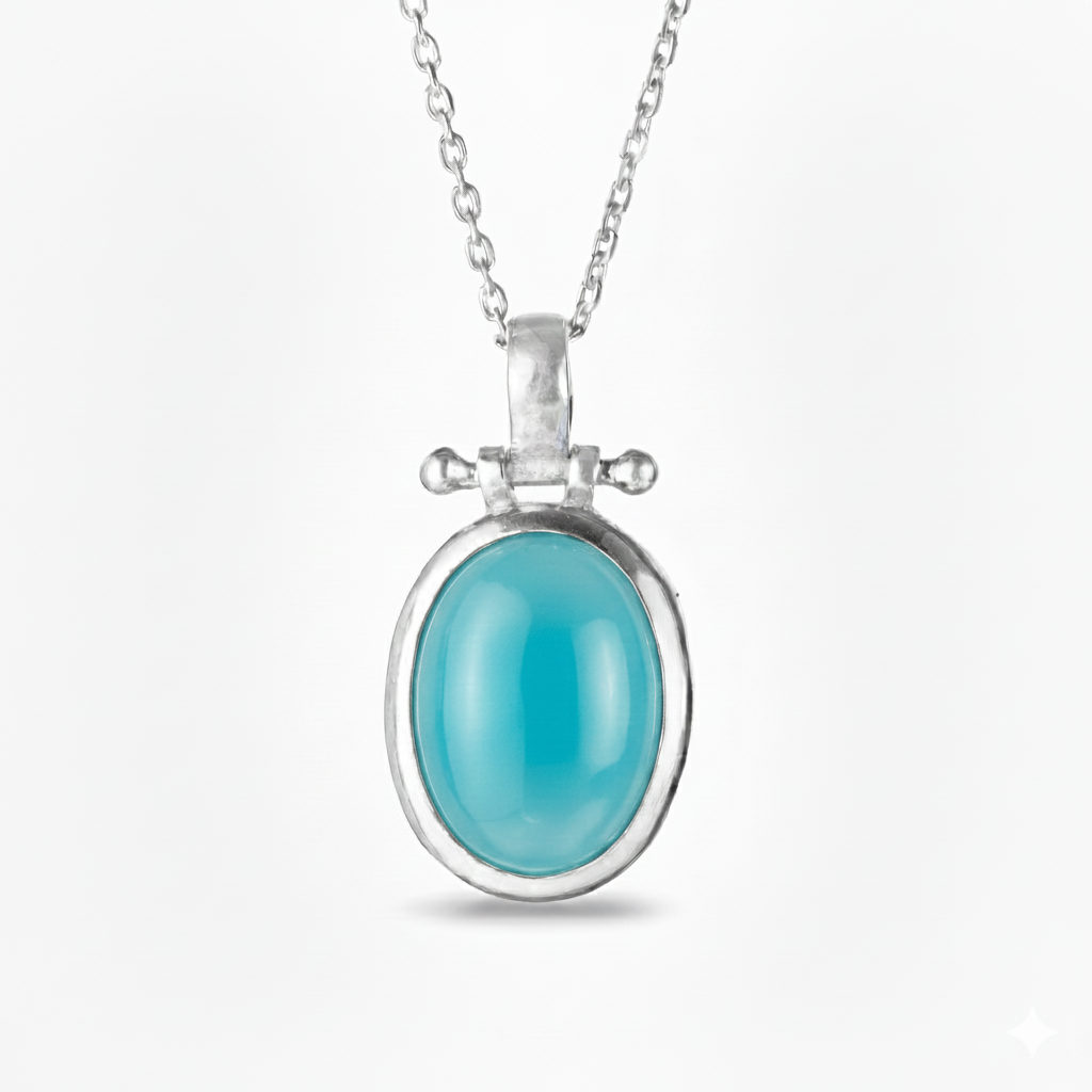 Pendant - With Large Aqua blue Chalcedony
