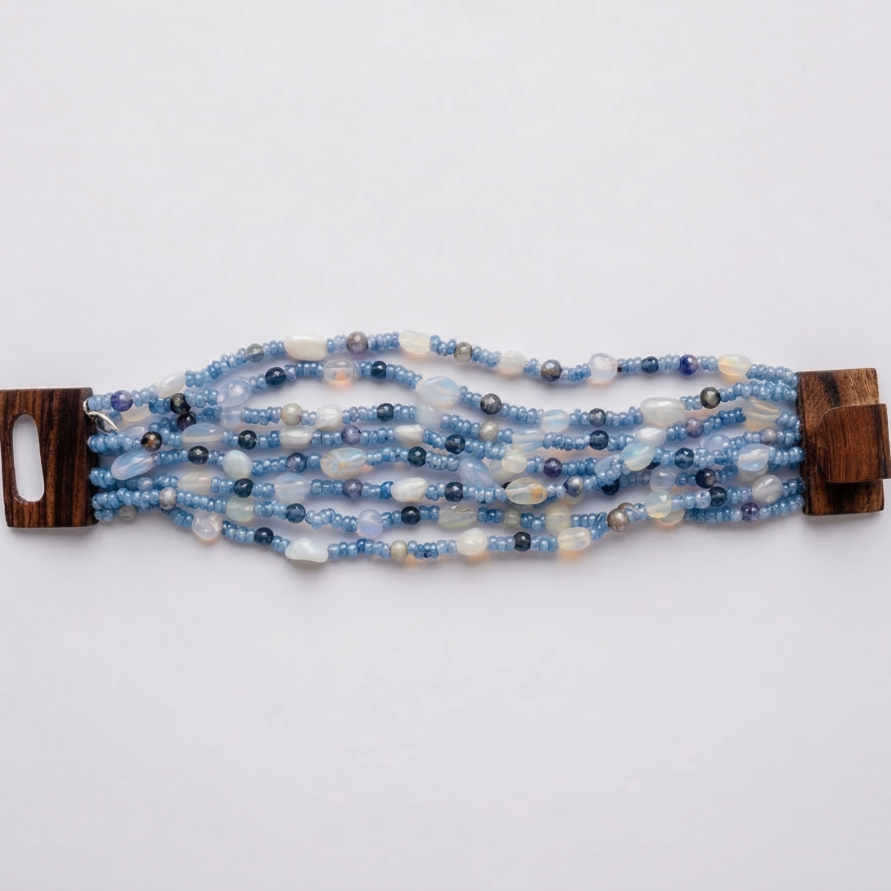 8 strand beaded bracelet - with blue lace agat