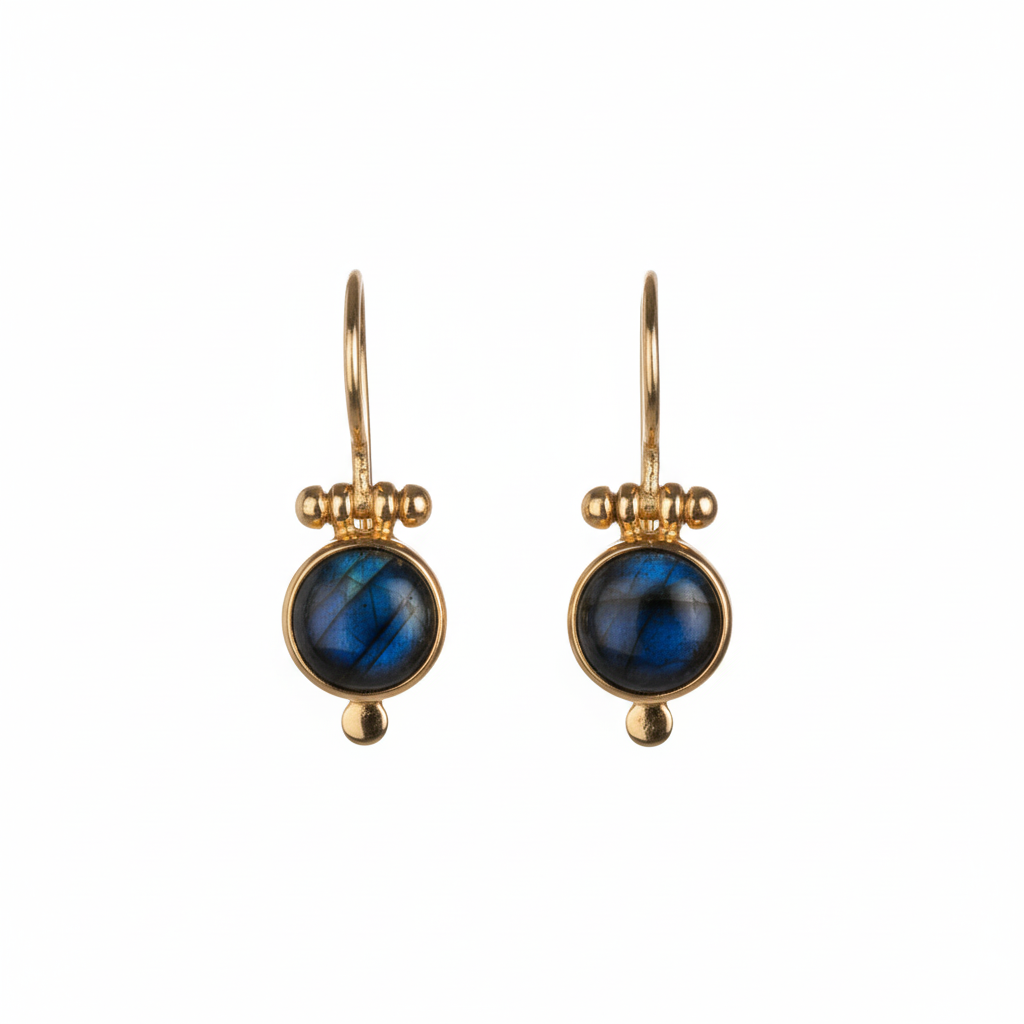 Earrings - With round Labradorite