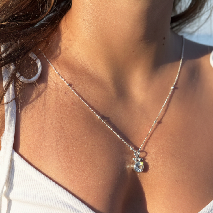 Pendant - Silver with White Topaz