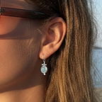 Earrings - With oval light blue Chalcedony