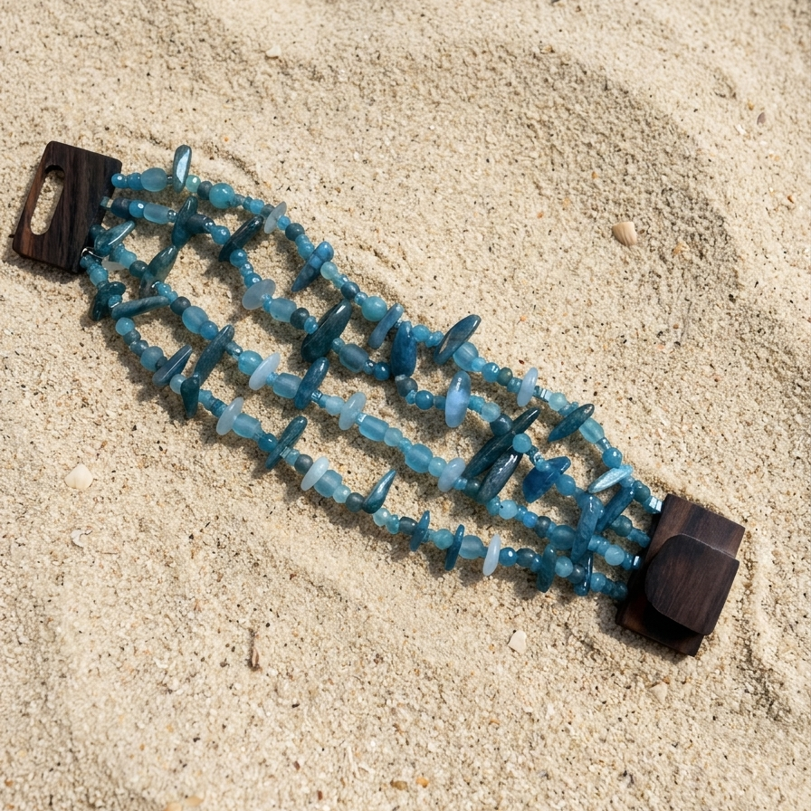 4 strand beaded bracelet - apatite