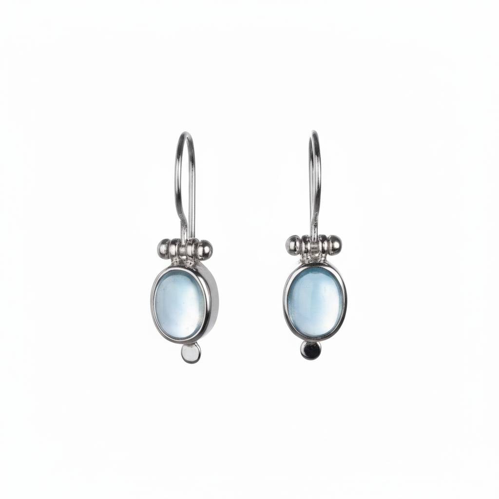 Earrings - With oval light blue Chalcedony