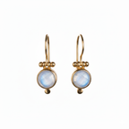 Earrings - With round Rainbow Moonstone