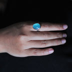 Charlie ring slim - With Aqua Chalcedony cabochon cut