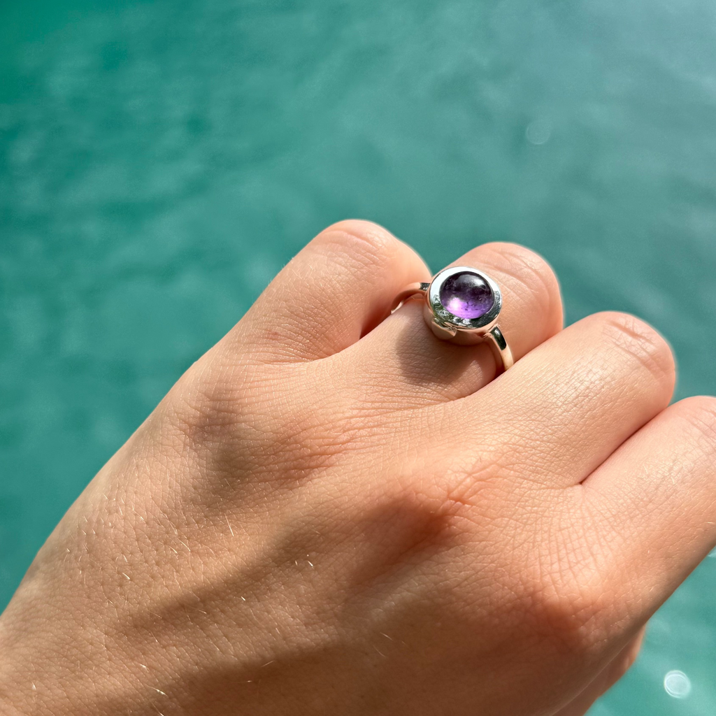 7 strand beaded bracelet  - amethyst & silver charms