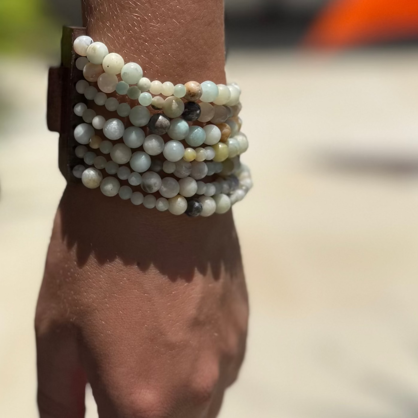 7 strand beaded bracelet  - flourite