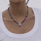 Beaded necklace with amethyst pendant