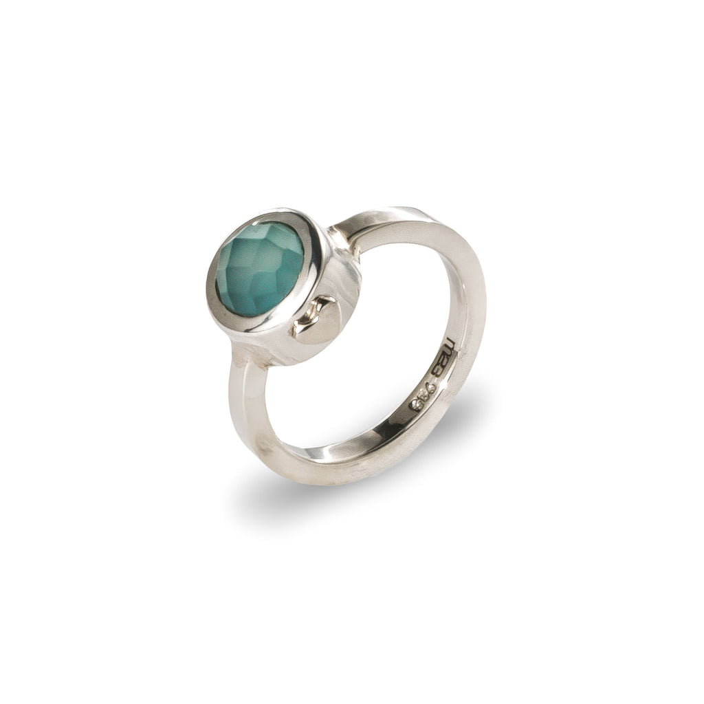 Heart ring - With Aqua Chalcedony rose cut