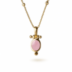 Pendant - Gold with 7x9 Rose quartz