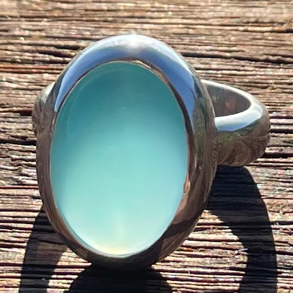 Charlie ring chunky - With Aqua Chalcedony oval