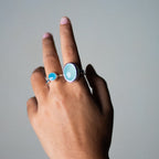 Charlie ring chunky - With Aqua Chalcedony oval