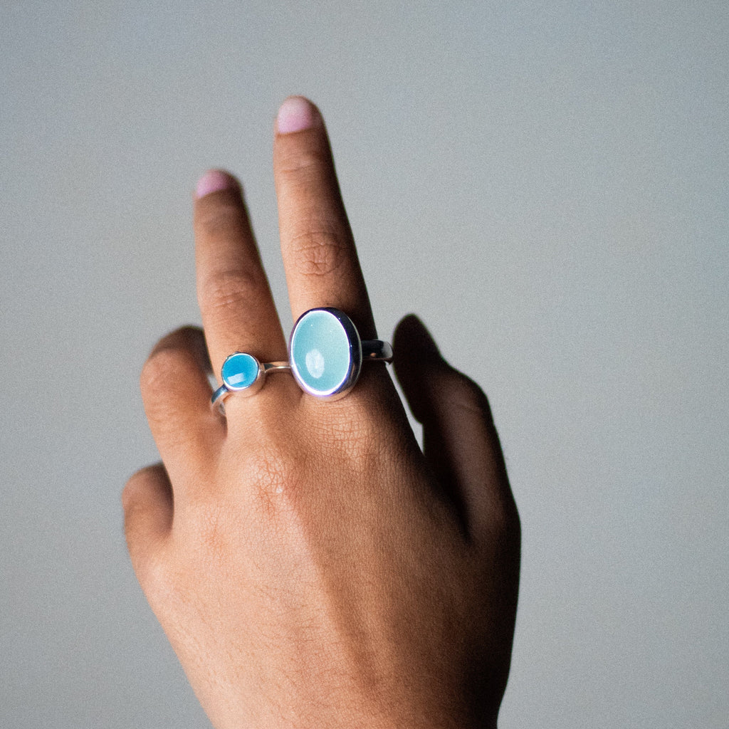 Heart ring - With Aqua Chalcedony