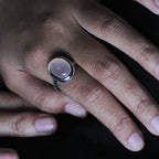 Charlie ring slim - With Pink Chalcedony cabochon cut