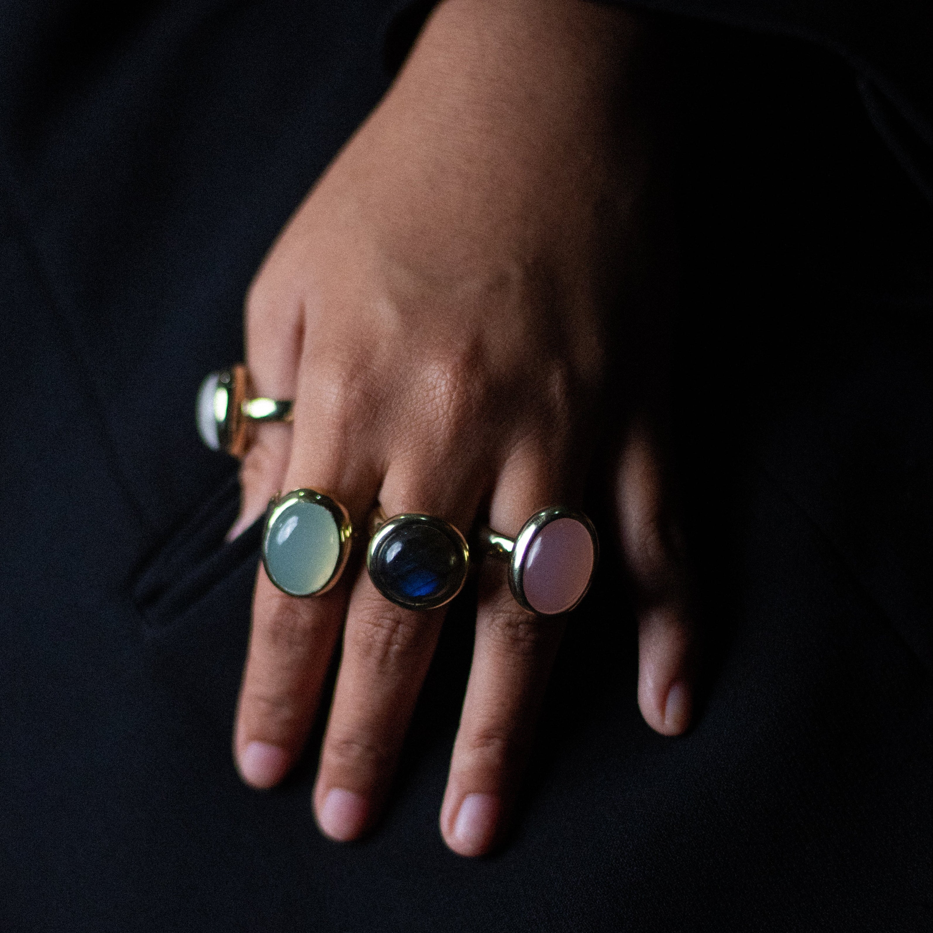 Charlie ring chunky - With Aqua Chalcedony oval