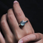 Heart ring - With Aqua Chalcedony