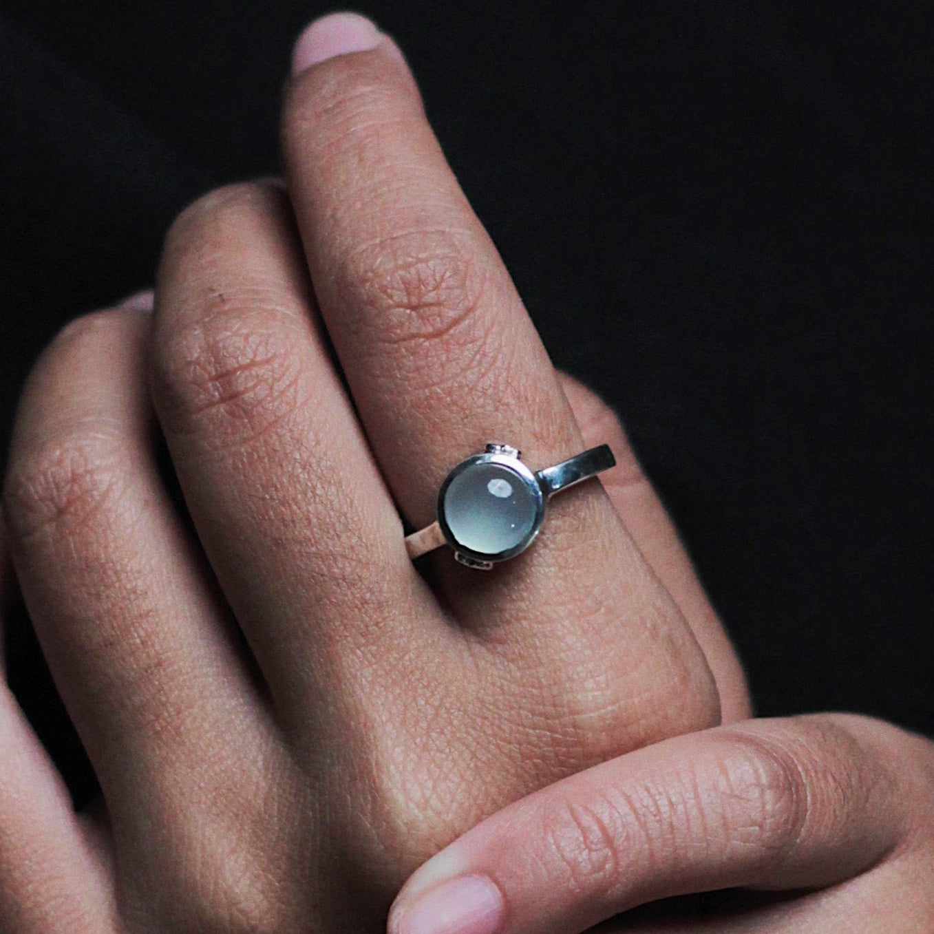 Heart ring - With Aqua Chalcedony