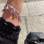 Rolo chain bracelet w. aquamarine