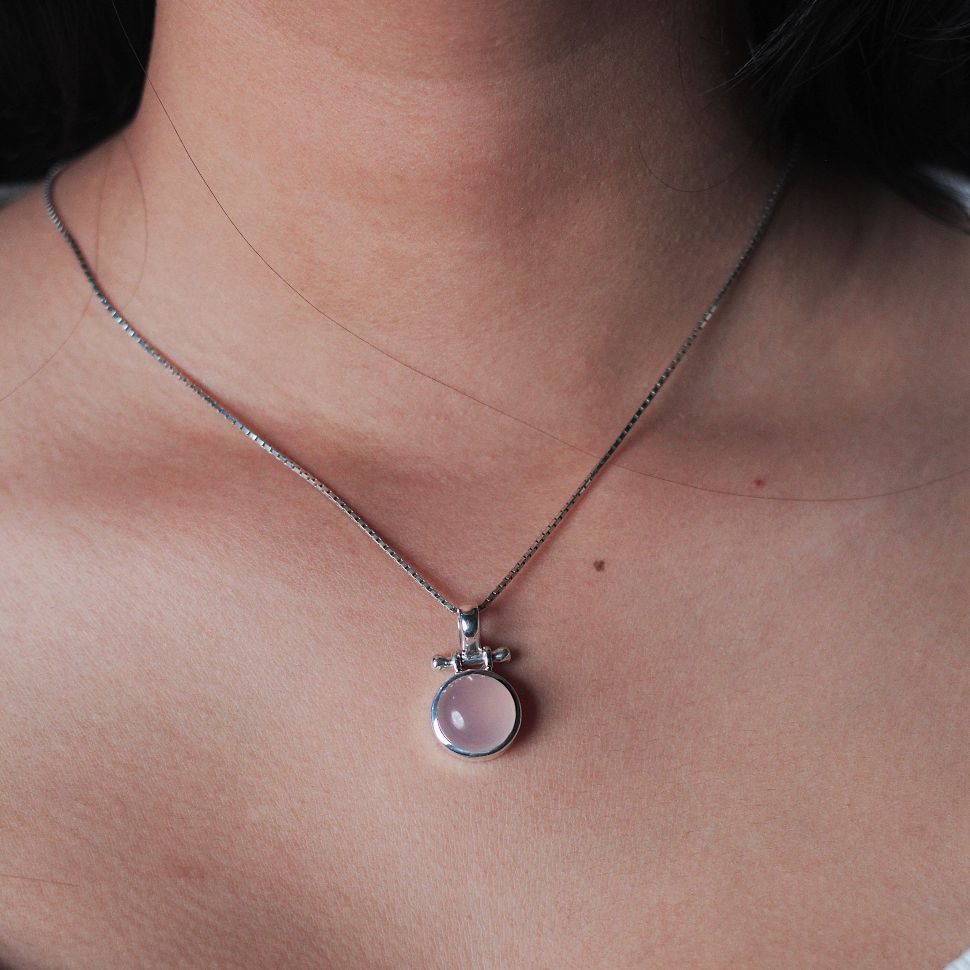 Pendant - With 12 mm Pink Chalcedony