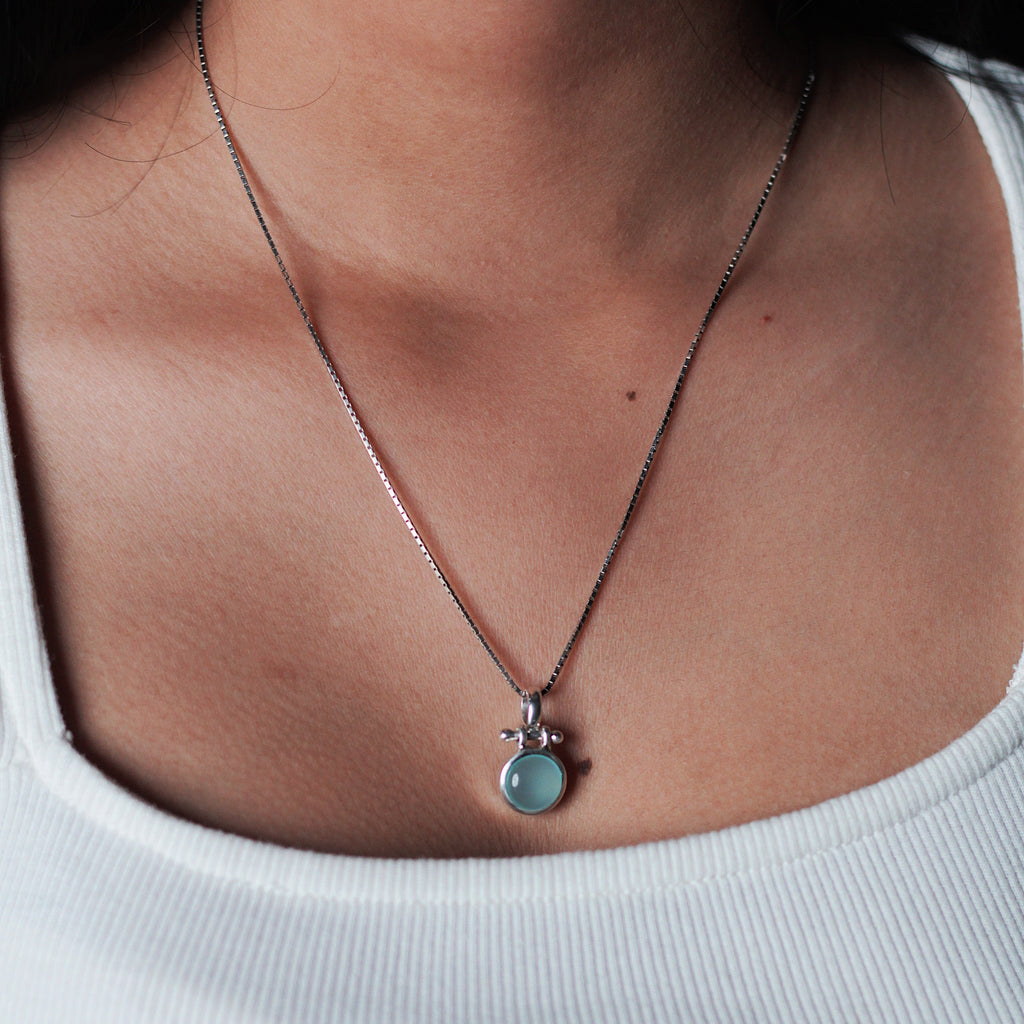 Charlie ring slim - With Aqua Chalcedony rose cut